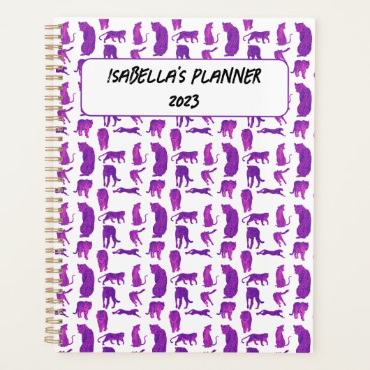 Heet Roze & Neon Paarse Big Cats Planner (Voorkant)