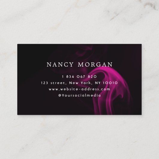 Heet Roze Neon & Rook Nagels Handgeschreven Script Visitekaartje (Achterkant)