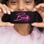 Heet Roze Neon & Rook Vlechten Handgeschreven Scri Visitekaartje