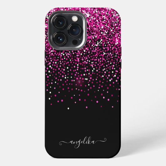 Heet Roze Nep Glitter Bokeh iPhone Hoesje (Achterkant)