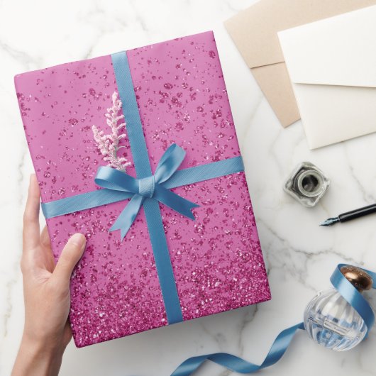 Heet Roze Nep Glitters  Cadeaupapier (Geschenken)