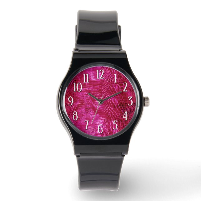 Heet Roze Nep Leer Horloge (Voorkant)