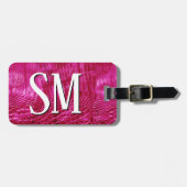 Heet Roze Nep Leer Monogram Bagagelabel (Voorkant horizontaal)