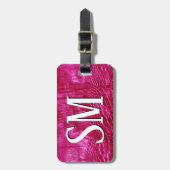 Heet Roze Nep Leer Monogram Bagagelabel (Voorkant verticaal)