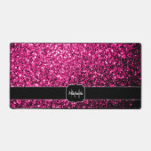 Heet roze nepschitterende glinsterend monogram bureaumat (Voorkant)