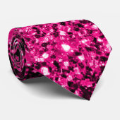 Heet roze nepschitterende glitters stropdas (Opgerold)