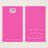 Heet roze of om het even welke kleur logo earring  visitekaartje (Voorkant /achterkant)