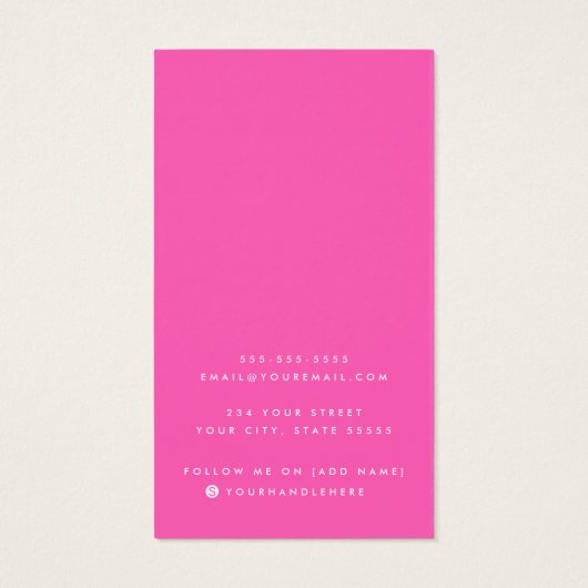 Heet roze of om het even welke kleur logo earring  visitekaartje (Achterkant)