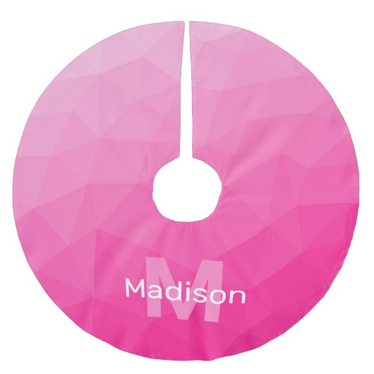 Heet roze ombre geometrisch mesh patroon Monogram Kerstboom Rok (Voorkant)