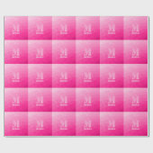 Heet roze ombre geometrisch meshpatroon Monogram Cadeaupapier (Vlak)
