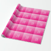 Heet roze ombre geometrisch meshpatroon Monogram Cadeaupapier (Uitgerold)