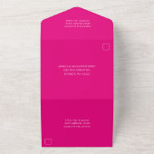Heet Roze Ombre Glitter Bruiloft All In One Uitnodiging (Buitenkant)