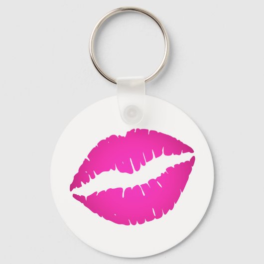 Heet Roze Ombre Lippenstift Kus Sleutelhanger (Voorkant)