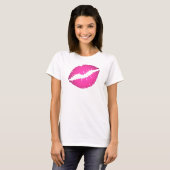 Heet Roze Ombre Lippenstift Kus T-shirt (Voorkant volledig)