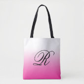 Heet roze ombre over elke kleur met monogram tote bag (Voorkant)