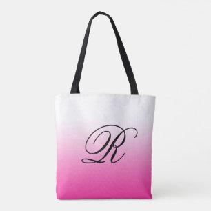 Heet roze ombre over elke kleur met monogram tote bag