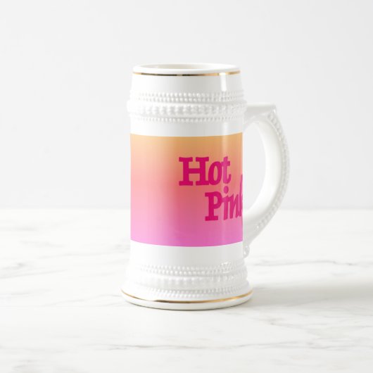 Heet Roze omgekeerde linker witte stein gouden tri Bierpul (Voorkant rechts)