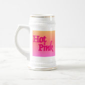 Heet Roze omgekeerde witte stein gouden trim Bierpul (Links)