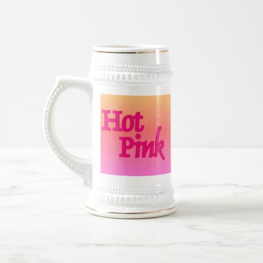 Heet Roze omgekeerde witte stein gouden trim Bierpul (Links)
