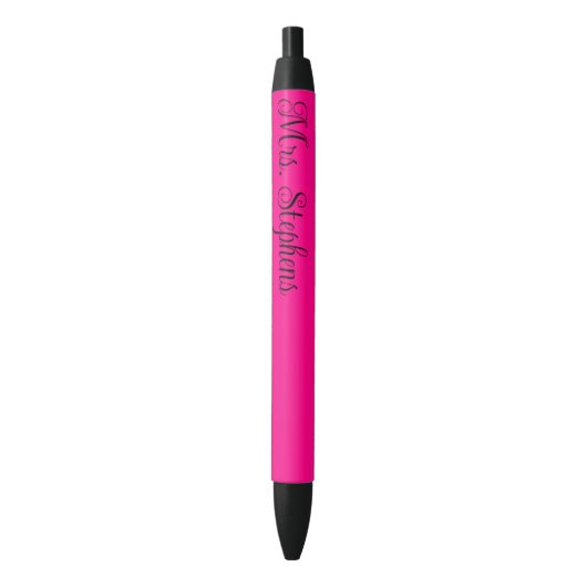 Heet Roze Onderwijs Naam Zwarte Inkt Pen (Voorkant Verticaal)