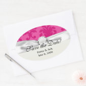 heet roze op roze chic damast patroon ovale sticker (Envelop)