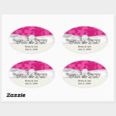 heet roze op roze chic damast patroon ovale sticker (Vel)