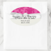 heet roze op roze chic damast patroon ovale sticker (Tas)
