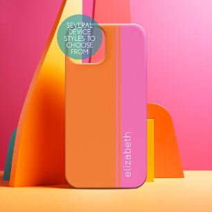 Heet Roze Oranje Elegante Moderne Minimalistische iPhone 15 Case