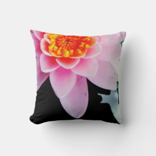 Heet roze & oranje lotus waterlelie bloem kussen