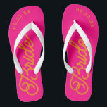 Heet Roze Oranje Op Maat Gemaakte Bruids Flip Flop<br><div class="desc">Deze flip flops zijn perfect voor de aanstaande mevrouw! Maak ze op maat met uw trouwdatum en trouwkleuren.</div>