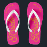 Heet Roze Oranje Op Maat Gemaakte Bruids-Huwelijks Teenslippers<br><div class="desc">Deze flipflops zijn perfect voor de aanstaande mevrouw! Maak ze op maat met uw trouwdatum en trouwkleuren.</div>