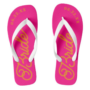 Heet Roze Oranje Op Maat Gemaakte Bruids-Huwelijks Teenslippers