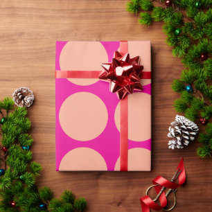 Heet roze oranje polka stippen geometrische patron cadeaupapier