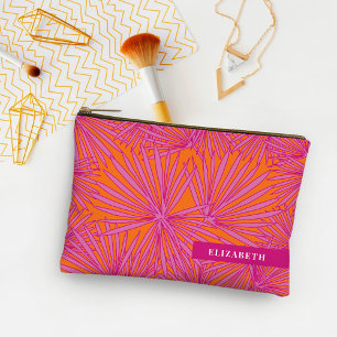 Heet roze oranje tropische palmblad gepersonalisee etui