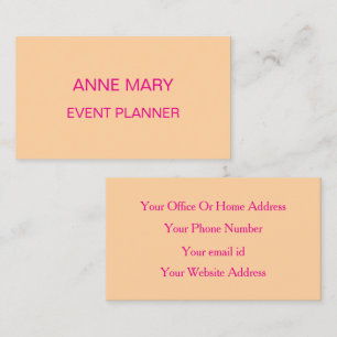 Heet roze oranje trouw kantoor evenement planner visitekaartje