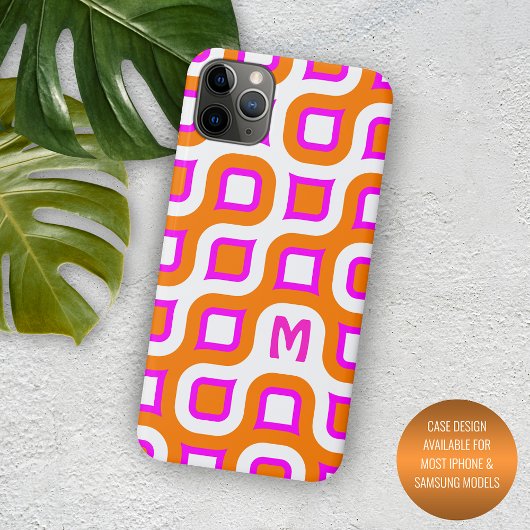 Heet Roze Oranje Wit Midcentury Kunstpatroon Case-Mate iPhone Case