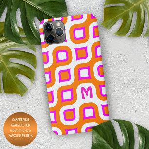 Heet roze oranje witte midcentury kunstpatroon iPhone 16 pro max hoesje