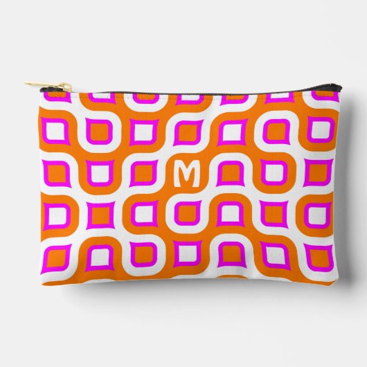 Heet roze oranje zwart wit midcentury kunstpatroon etui (Voorkant)