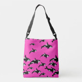 Heet Roze Orca Whale Patterned Ocean Theme Crossbody Tas (Achterkant)