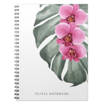 Heet Roze Orchideeën Tropische Waterverf Bloemen