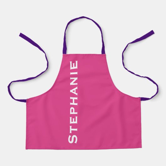 Heet Roze, Paarse bandjes, Jumbo naam, Schort (Voorkant)