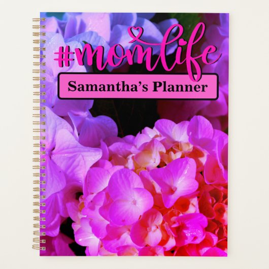 Heet roze paarse bloemenhortensia's planner (Voorkant)