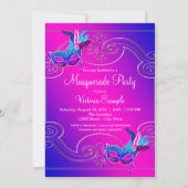 Heet roze paarse masqueradefeest kaart (Achterkant)