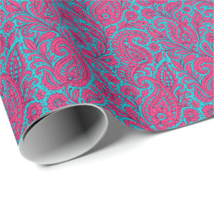 Heet Roze Paisley Naadloos Patroonontwerp Cadeaupapier