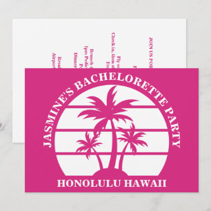 Heet Roze Palmboom Aangepaste Bachelorette-feest Kaart