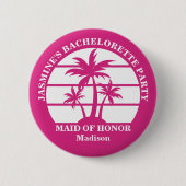 Heet Roze Palmboom Aangepaste Bachelorette-feestje Ronde Button 5,7 Cm (Voorkant)