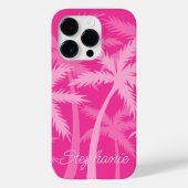Heet Roze Palmboom Magenta Fuchsia Monogram Case-Mate iPhone Case (Achterkant)