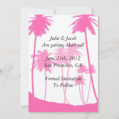 Heet Roze Palmboom Tropische Trouwkaart Save The D Kaart (Achterkant)