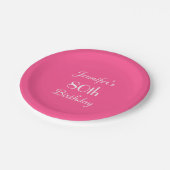 Heet Roze Papier Borden, 80ste Verjaardagsfeestje Papieren Bordje (Gekanteld)