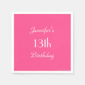 Heet roze papieren servetten, 13e verjaardagsfeest servet (Voorkant)